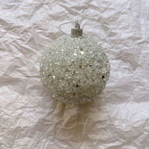White sliver glitter hail ball ornament